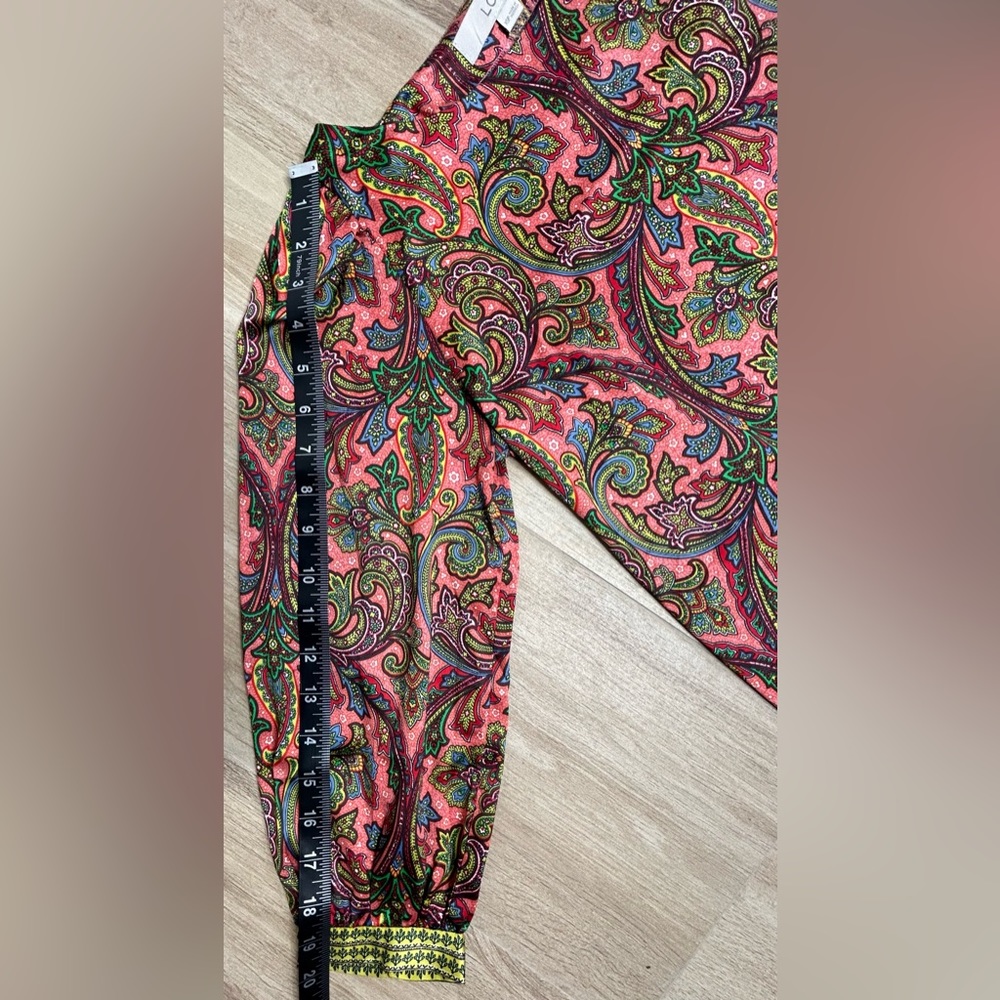 Loft Women’s Multi Colored Bohemian Long Sleeve Blouse - Picture 9 of 11
